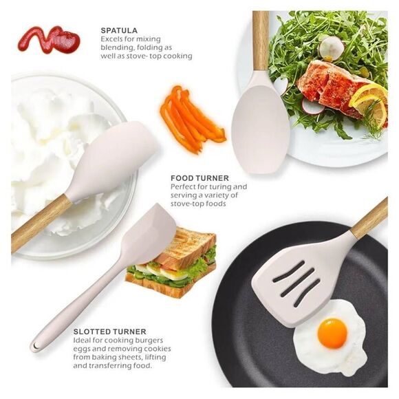 Silicone Cooking Utensils Set - 446°F Heat Resistant Silicone Kitchen Utensils - Picture 4 of 7